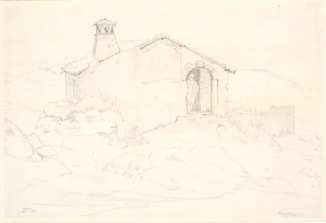 小屋のある山の風景