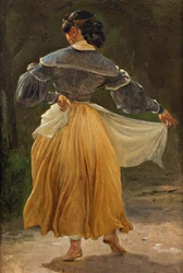 踊るローマの女 1838年以前（油彩・カード）