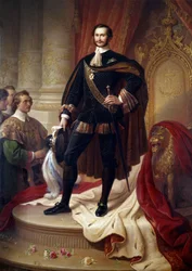 バヴィエール王マクシミリアン2世ヨーゼフ（1811-1864）の足元の肖像 ヴィルヘム・フォン・コールバッハ（1805-1874）の絵