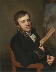 Jan (Baptist) Kobell II (1778-1814)、画家、王立科学、文学、美術のメンバーの制服を着た