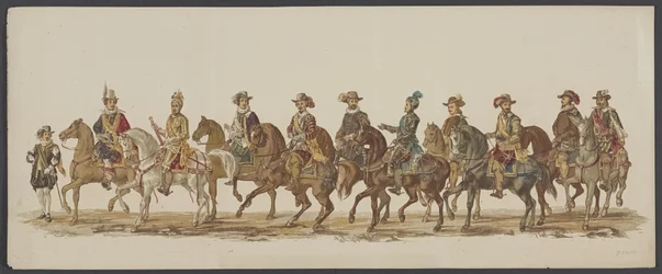 1862年のデルフトパレード、第4グループ デルフトのロイヤル アカデミーの第 4 ラストラム - Ao。 1862年 - 衣装を着たオプトグト (オブジェクトのシリーズタイトル)