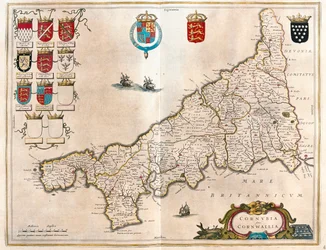 コーンウォール、ウィレム・ブラウ著『Theatrum Orbis Terrarum, sive Atlas Novus』所収、アムステルダム