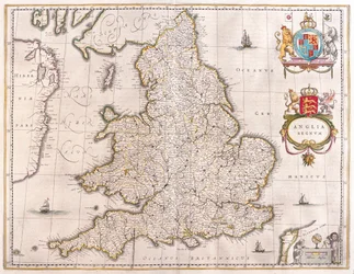 ウィレム・ブラウ著『Theatrum Orbis Terrarum, sive Atlas Novus』（アムステルダム）所収のイギリス。