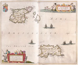 アムステルダム、ウィレム・ブラウ作「Theatrum Orbis Terrarum, sive Atlas Novus」所収、ガーンジー - ジャージー諸島