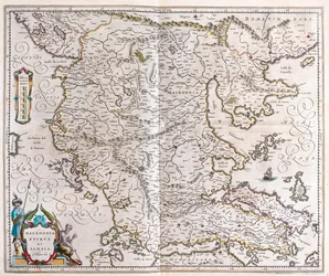 ギリシャ、マケドニア、アルバニア（アムステルダム、ウィレム・ブラウ著『Theatrum Orbis Terrarum, sive Atlas Novus』所収