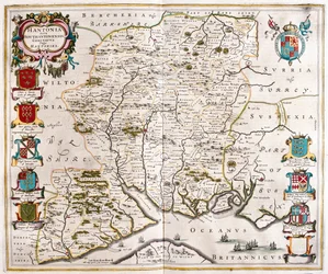 アムステルダム、ウィレム・ブラウ著『Theatrum Orbis Terrarum, sive Atlas Novus』所収のハンプシャーとサザンプトン。