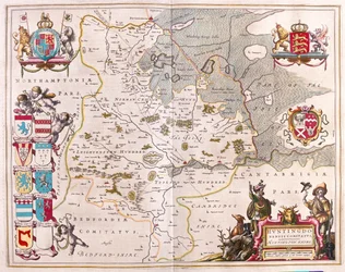 アムステルダム、ウィレム・ブラウ著『Theatrum Orbis Terrarum, sive Atlas Novus』所収のハンティントン・シャイア。