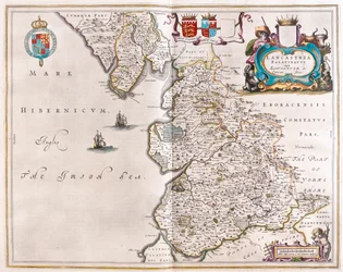 ランカスターとランカストシャー（アムステルダム、ウィレム・ブラウ著『Theatrum Orbis Terrarum, sive Atlas Novus』所収