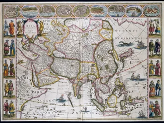 アジアの地図。 Willem JanszoonBlaeuによるアトラスからのプレート