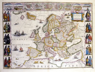 ヨーロッパ地図。ウィリアム・ブラウ（1571-1638年）による地図帳。アムステルダム、1635年。