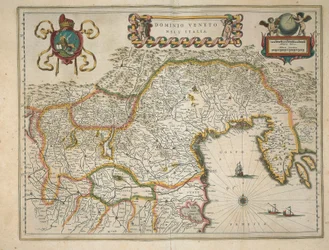 Willem Blaeu作「Regionum Italiae」よりヴェネツィア領地の地図、彫刻