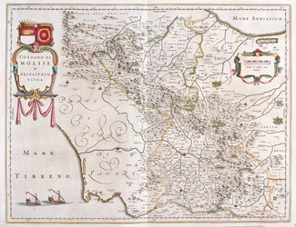 ウィレム・ブラウ著「Theatrum Orbis Terrarum, sive Atlas Novus」（アムステルダム）所収、モリーゼ、ベネヴェント、アヴェッリーノ、イタリア