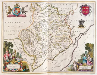 ウィレム・ブラウ著「Theatrum Orbis Terrarum, sive Atlas Novus」（アムステルダム）所収のモンマス・シャー（イングランドとウェールズ）。