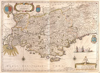 ウィレム・ブラウ著『Theatrum Orbis Terrarum, sive Atlas Novus』（アムステルダム）所収のプロヴァンス地方。
