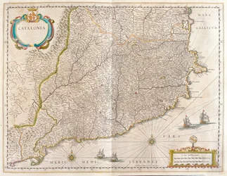 スペイン・カタルーニャ州、アムステルダム、ウィレム・ブラウ作「Theatrum Orbis Terrarum, sive Atlas Novus」所収
