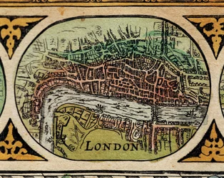 ""ロンドン市の表現 "" Willem Janszoon Blaeu（1571-1638）の「世界の劇場」における世界地図のディテール