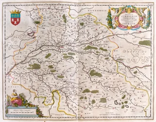 ウィレム・ブラウ作「Theatrum Orbis Terrarum, sive Atlas Novus」（アムステルダム）に描かれたロワール川と町（ブロワーズ、アンボワーズ）-トゥーレーヌ地方