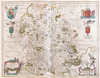 アムステルダム、ウィレム・ブラウ著『Theatrum Orbis Terrarum, sive Atlas Novus』所収のシュロップシャー。