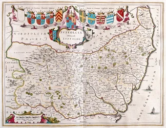 サフォーク、アムステルダム、ウィレム・ブラウ著『Theatrum Orbis Terrarum, sive Atlas Novus』所収