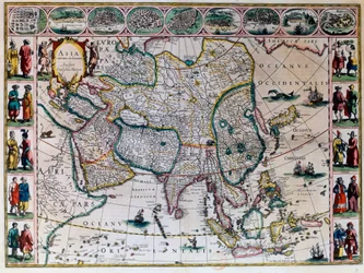 世界の劇場または新アトラス アムステルダムWillem Janszoon Blaeu（1571-1638）によるアジアの地理地図