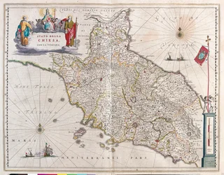 イタリアのトスカーナとバチカン（アムステルダム、ウィレム・ブラウ著『Theatrum Orbis Terrarum, sive Atlas Novus』所収
