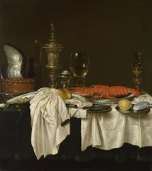 ロブスターのいる静物画、1650-1660年頃
