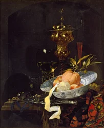 オリエンタル・ラグのある静物画 1660年代前半