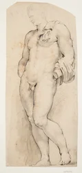 アンティーク彫刻「Belvedere Antinous」の正面が半分左を向いている