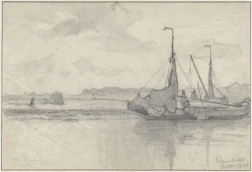 パペンドレヒトの風景の中の漁船