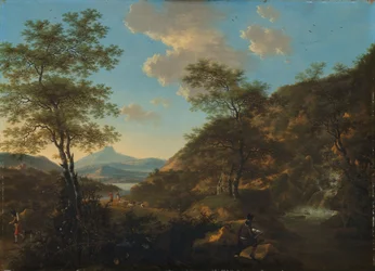 素描家のいるイタリアの風景