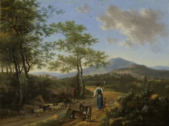 牧童のいるイタリアの風景