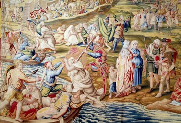 皇帝カール 5 世によるチュニスの征服: 1535 年にスペイン軍によって女性に加えられた暴力 (タペストリー)