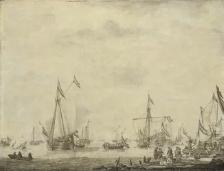 1660年、イングランド王チャールズ2世を乗せてムルダイクから出航したロイヤル・ヨットとステート・ヨット