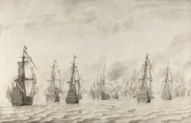 ダンケルクの戦い 1639 年 2 月 18 日、ダンケルク付近でのスペインとの海戦