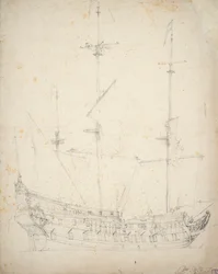 オランダ人2階建ての肖像画 1655年頃 オフセット、黒鉛