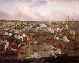 ラ・ホーグの海戦におけるフランス船の焼失、1692年5月23日、17世紀後半、油彩・カンヴァス