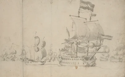 クオーターに派遣船を乗せたオランダの旗艦、1672年5月？