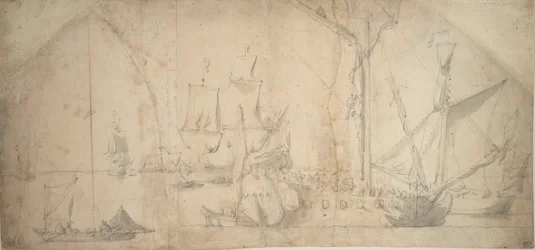 帆を張って停泊中の英国ヨット