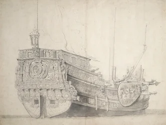 オランダ王子のヨットの肖像 1660年頃（黒鉛、灰色ウォッシュ）