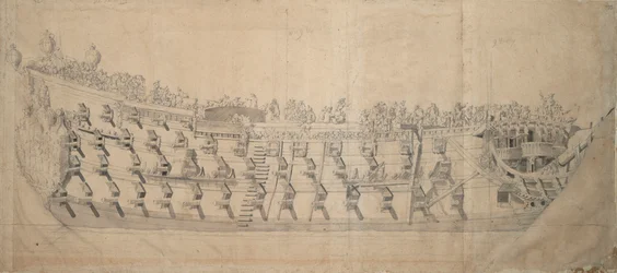 イギリス船 "チャールズ "の肖像、1676年頃（黒鉛、灰色水彩）