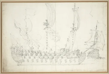 微風の前の「公爵夫人」、1681年頃（黒鉛画）