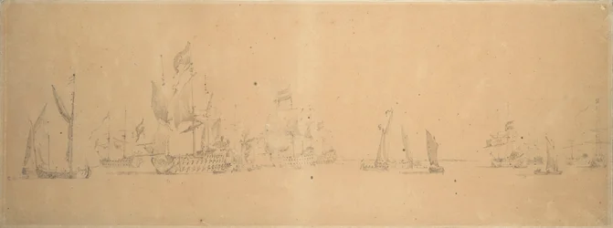 軽空のオランダ艦隊、1666年頃（黒鉛、灰色ウォッシュ）