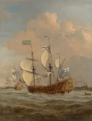 そよ風の吹く海上の「セント・アンドリュー号」、1673年頃、油彩・カンヴァス
