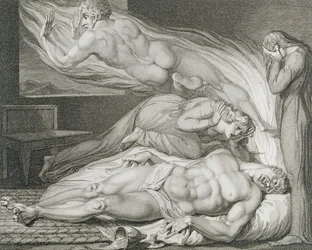 強い邪悪な男の死、pl.6、ウィリアム・ブレイク（1757-1827）による「The Grave、A Poem」のイラスト、Luigi Schiavonetti（1765-1810）によって彫刻