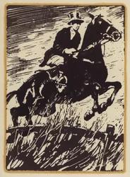 ジークフリート・サスーンによる「キツネ狩りの男の回顧録」の挿絵（木版画）
