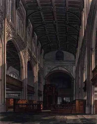 ケンブリッジのセント・メアリー教会の内部（「The History of Cambridge」より）、Joseph Constantine Stadler（fl.1780-1812）の彫刻、R. Ackermannの出版物