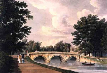 ケンブリッジのトリニティ・カレッジ・ブリッジ、ジョセフ・コンスタンティン・スタドラー（1780年〜1812年）が彫った「ケンブリッジの歴史」より、R.アッカーマンが出版。