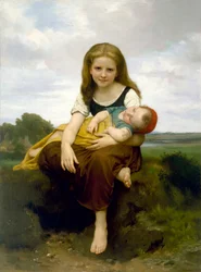 "The Elder Sister" (La Soeur ainee) Peinture de William-Adolphe Bouguereau (1825-1905) 1869 - 油彩・キャンバス - Dim 130x97,2 cm Museum of Fine Arts, Houston