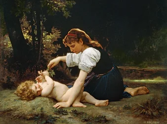 若い女性と子供、1881