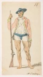 10 「シーポイ」  1792年から1794年にかけてマッカートニー卿の中国皇帝への大使館で作成された風景、海岸線、衣装、日常生活の372枚の絵のアルバムから（紙に鉛筆と水彩）